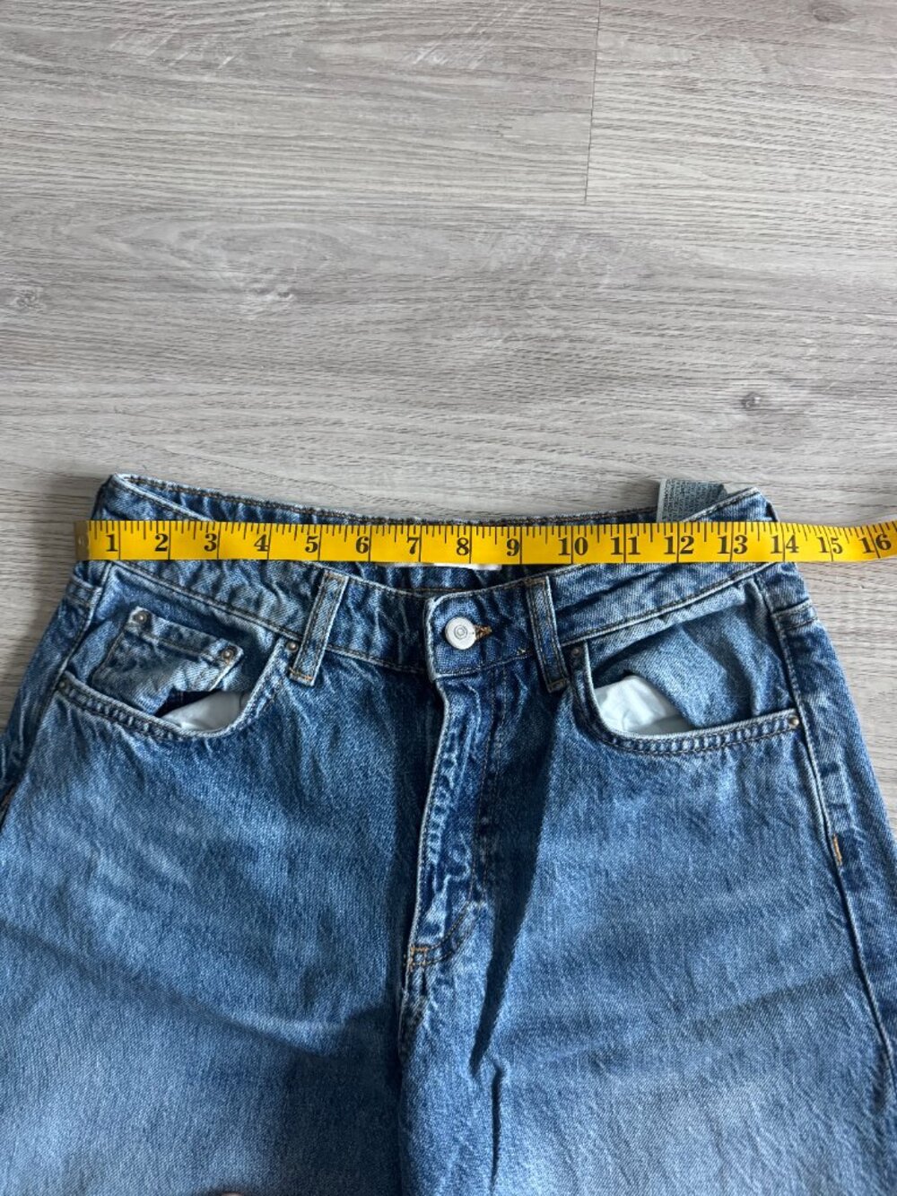 Zara TRF Wide Leg Mid-High Rise Jeans Size 2 Medium Blue Wash Baggy Denim - Picture 14 of 16